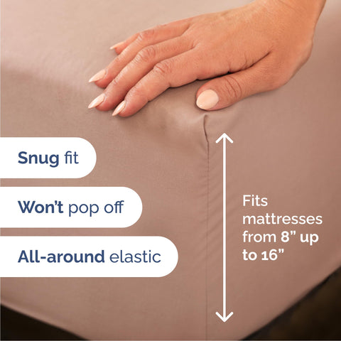 CGK Unlimited fitted sheet deep pocket close-up showing secure fit for mattresses