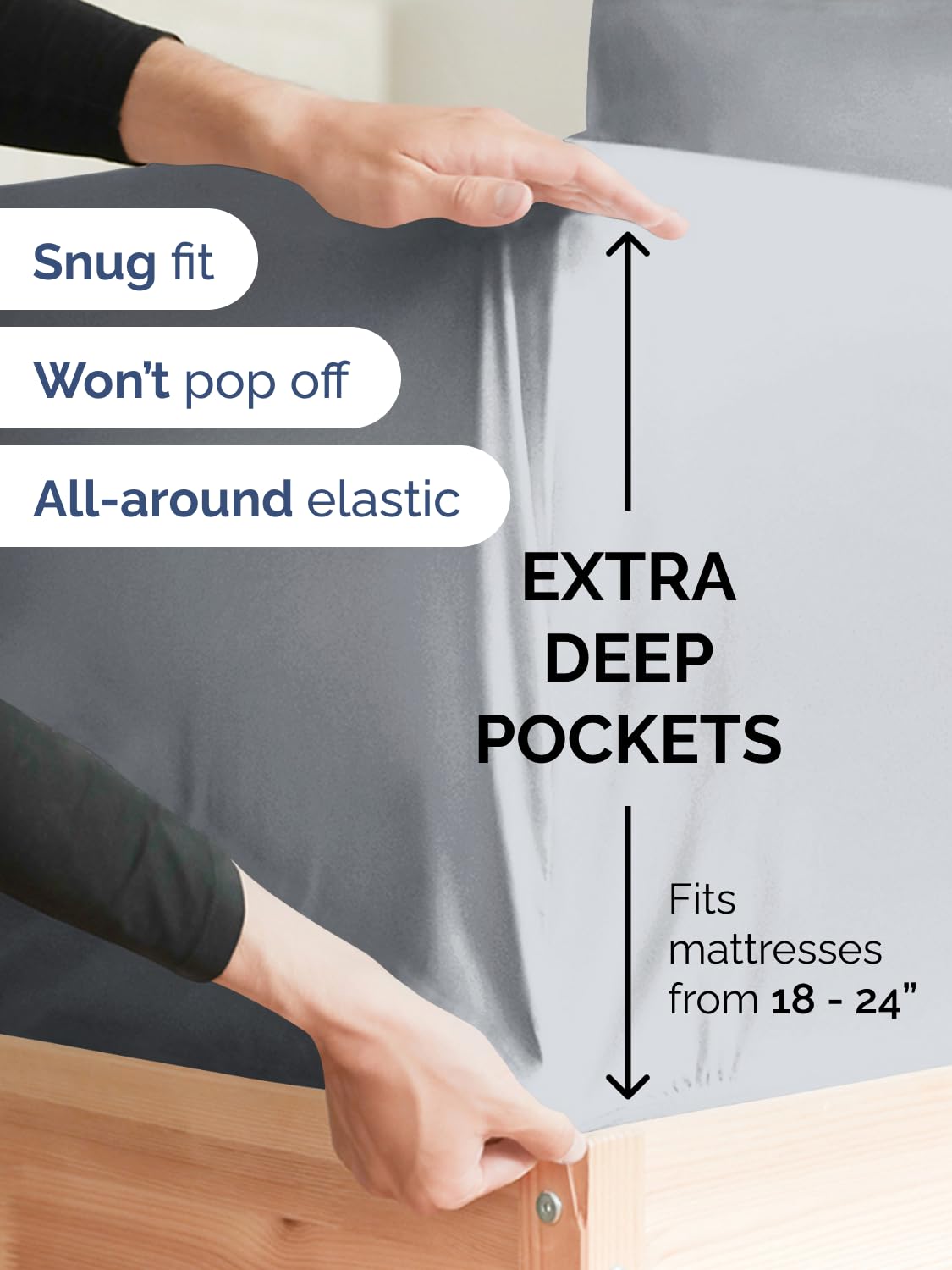 CGK Unlimited sheet elastic stretched around mattress corner for secure hold