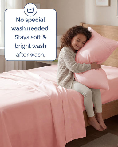 CGK Unlimited sheets neatly folded to show compact storage and easy laundering