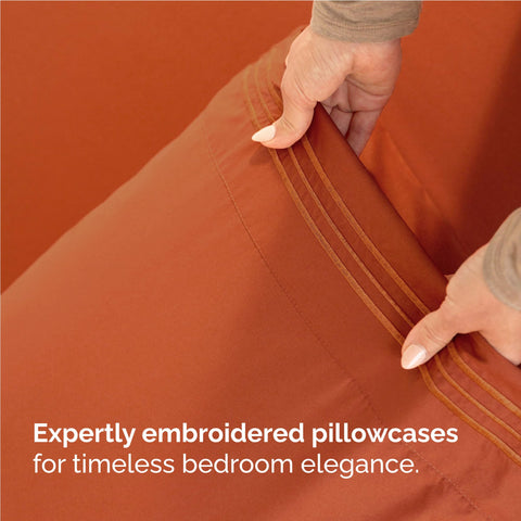 CGK Unlimited sheets styled in bedroom, demonstrating cozy, breathable look and benefit