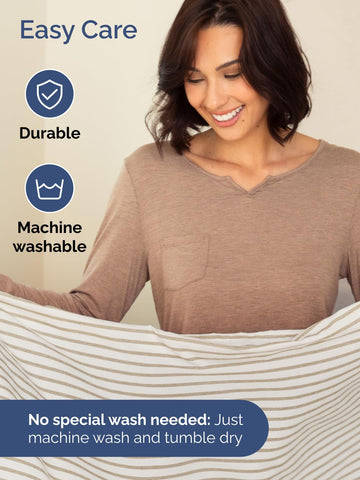 CGK Unlimited mattress depth demo showing fitted sheet stretched over tall mattress, stays in place