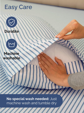 CGK Unlimited ruler beside fitted sheet pocket illustrating depth measurement up to 24 inches