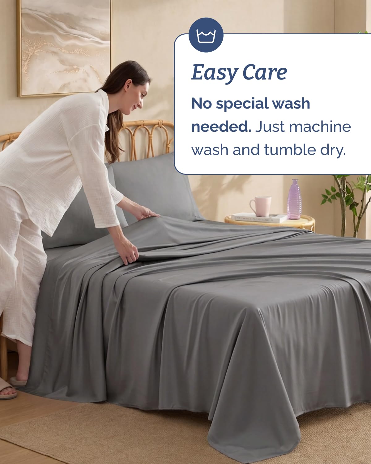 CGK Unlimited sheets on mattress with ruler showing fit up to 18-inch mattress