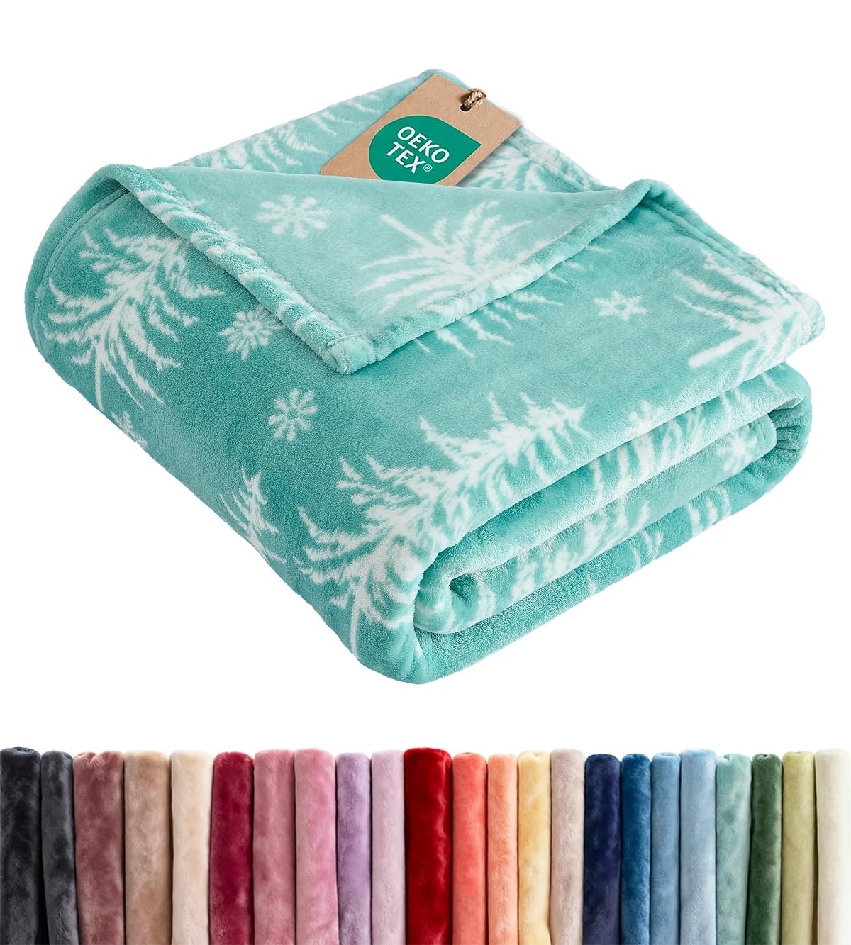 CGK Unlimited front view of snowflake fleece blanket showing festive design and cozy appeal