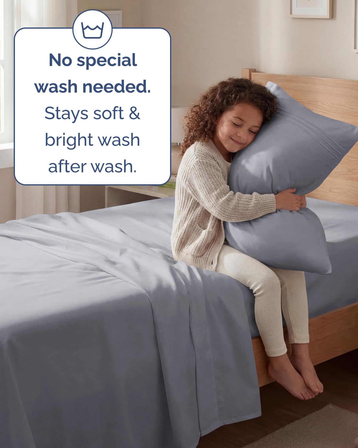 CGK Unlimited on twin mattress demonstrating neat fit and wrinkle resistance