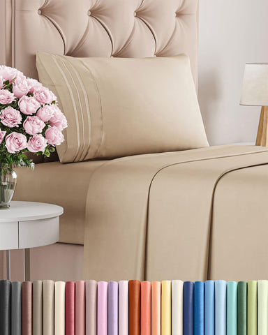 CGK Unlimited front packaging showing twin cream sheet set and benefits