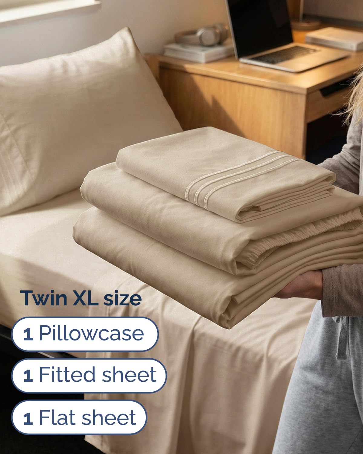 CGK Unlimited flat sheet spread flat showing generous Twin XL length coverage