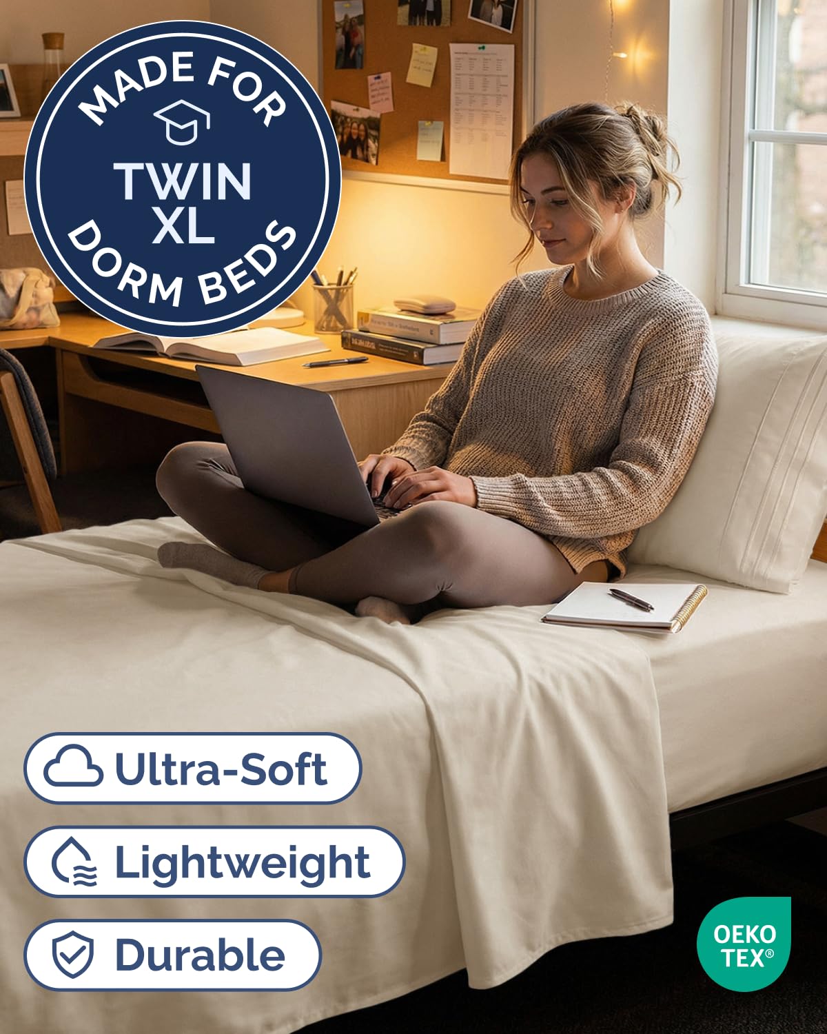 CGK Unlimited close-up of fitted sheet corner elastic demonstrating secure deep-pocket fit