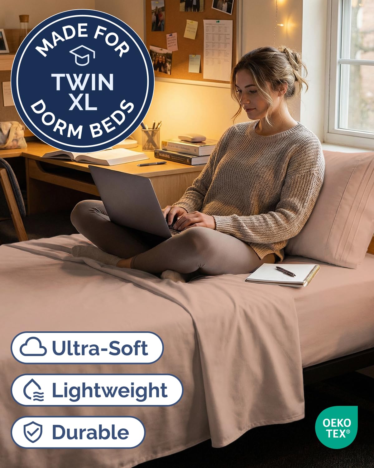 CGK Unlimited fitted sheet corner detail demonstrating deep pockets and secure fit benefit
