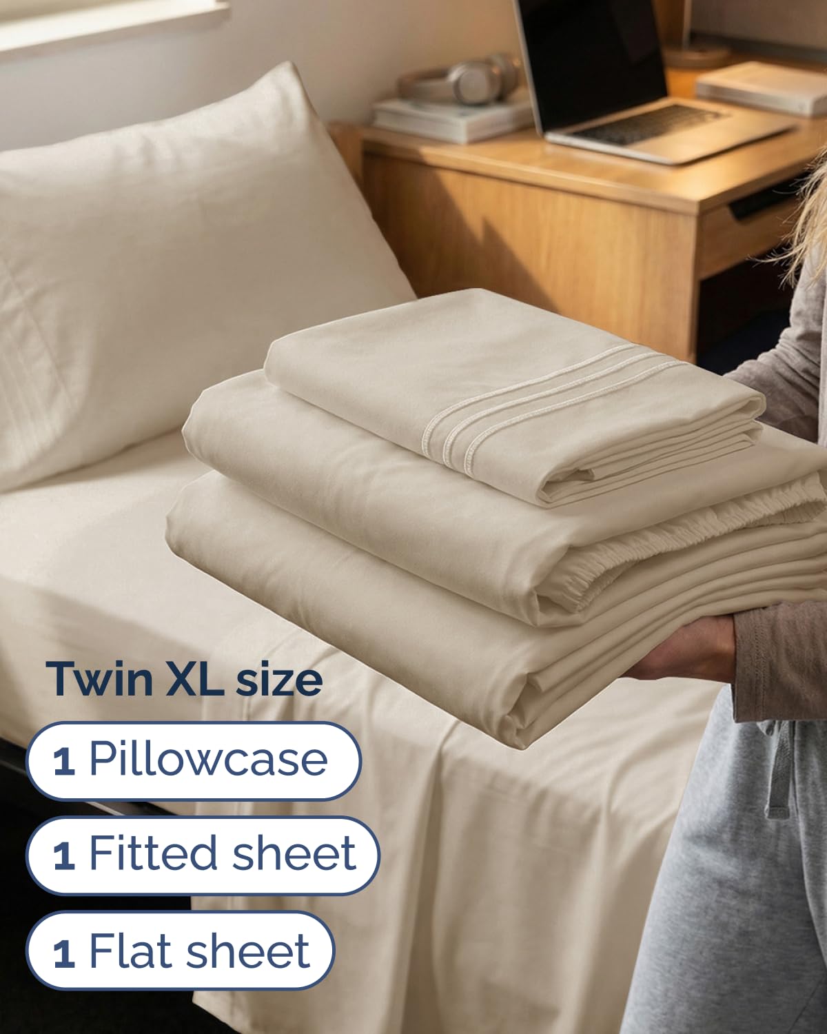 CGK Unlimited flat sheet fully spread on bed showing coverage and smooth drape