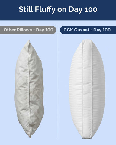 CGK Unlimited two pillows stacked side view illustrating coordinated set and full shape
