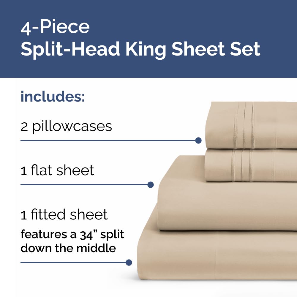 CGK Unlimited close-up of fitted sheet split-top detail for adjustable beds