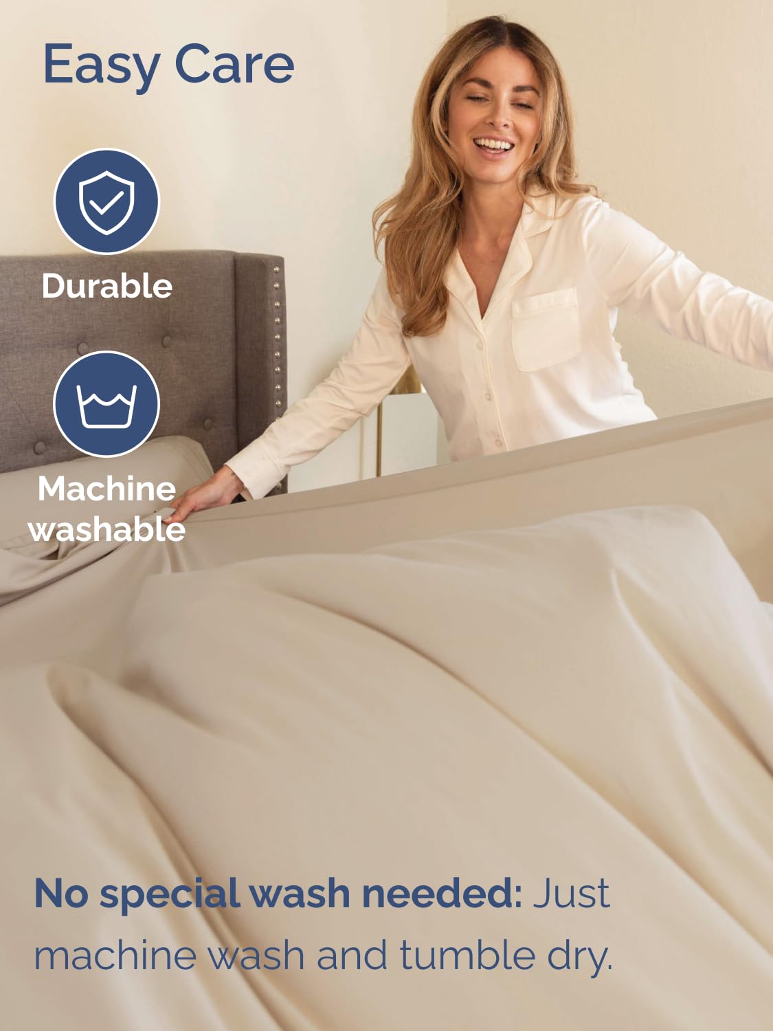 CGK Unlimited fitted sheet with topper showing deep-pocket fit benefit