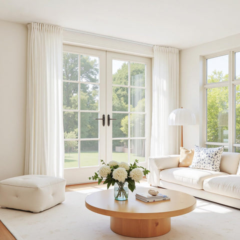 ChadMade ceiling-mounted curtains demonstrating smooth sliding action
