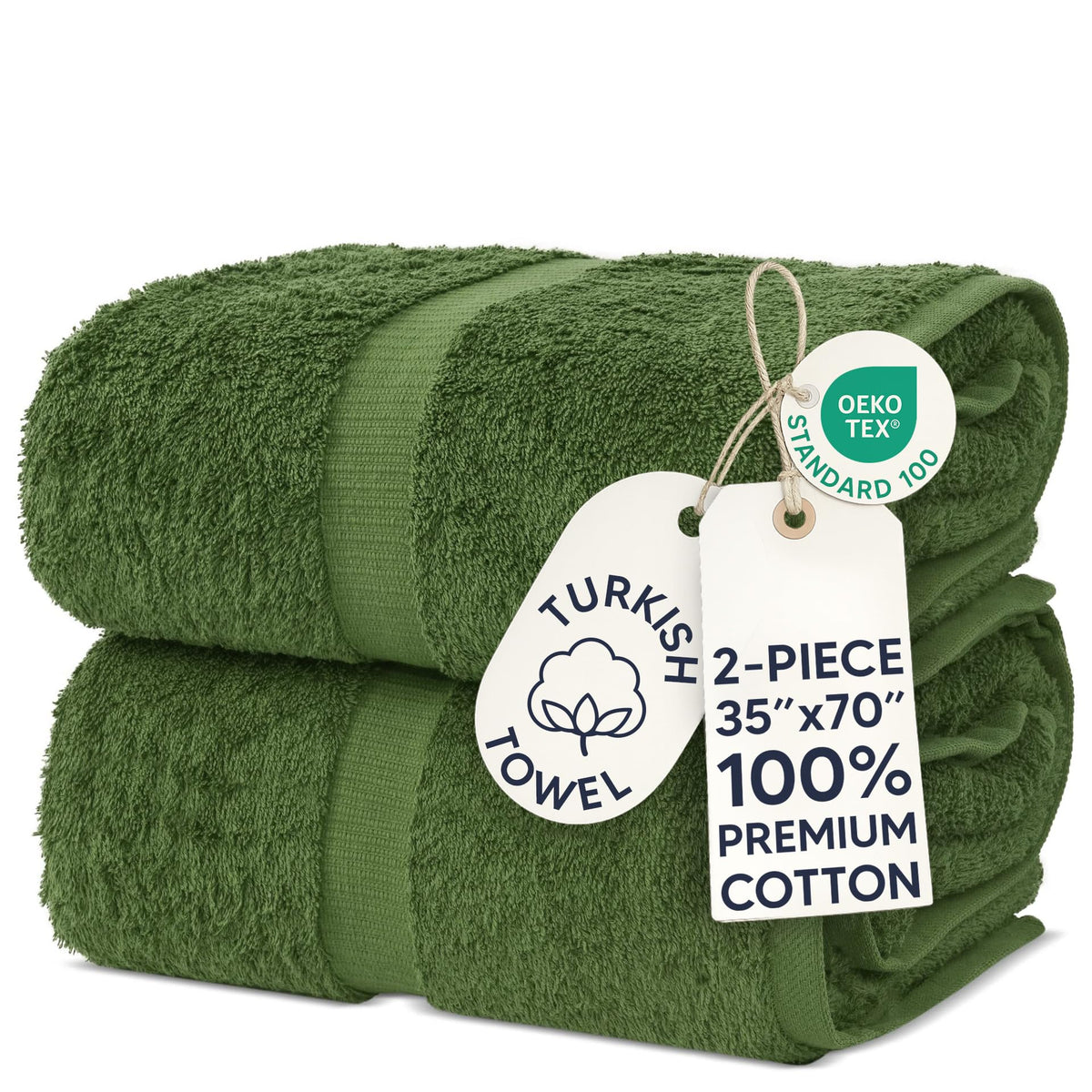 Chakir Turkish Linens folded moss bath sheet showing plush look and absorbency