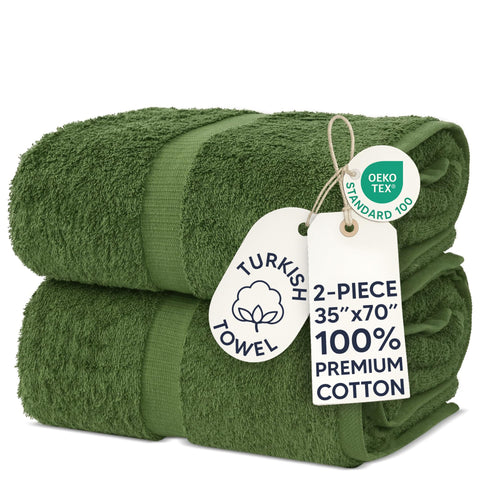 Chakir Turkish Linens folded moss bath sheet showing plush look and absorbency