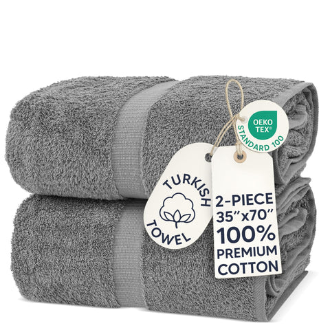 Chakir Turkish Linens folded front view showing neutral gray and plush look for elegant storage