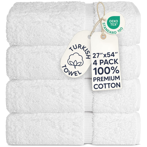 Chakir Turkish Linens folded front view showing clean white hotel-style finish and plush look