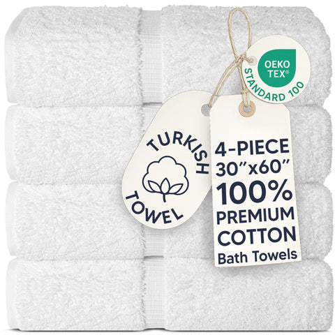 Chakir Turkish Linens front packaging showing two banded bath towels, promotes ready-to-use convenience