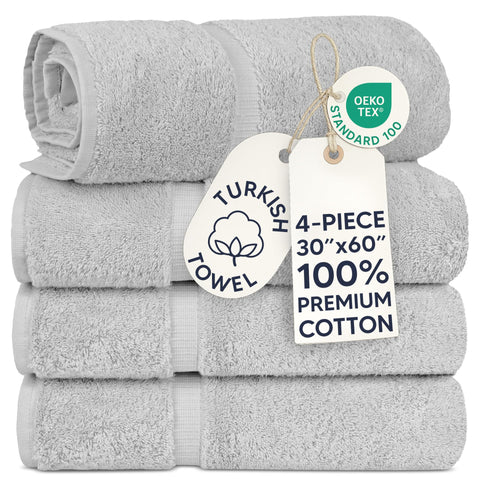 Chakir Turkish Linens front view silver gray towel set showing plush look and clean border