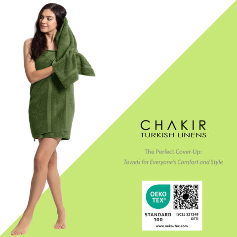 Chakir Turkish Linens bath sheet draped in bathroom showing spa-like comfort