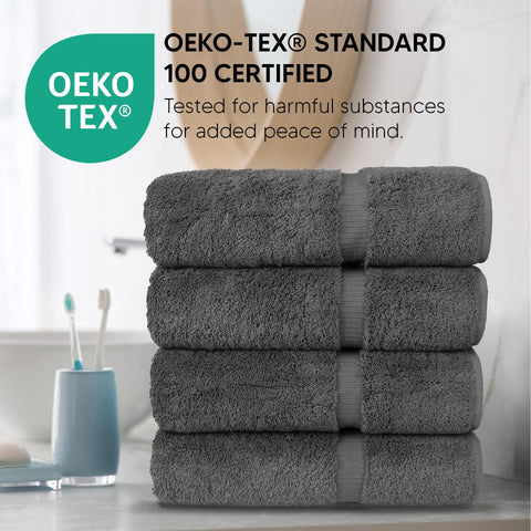 Chakir Turkish Linens towels styled in a bathroom, demonstrates elegant everyday use