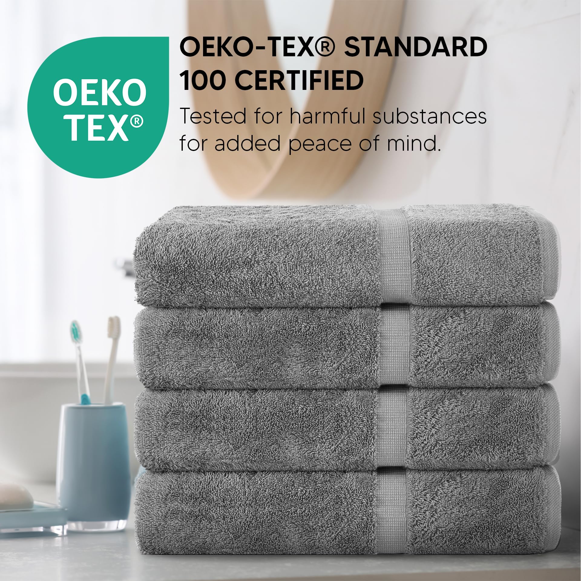 Chakir Turkish Linens towel wrapped around user showing full 30x60 coverage benefit