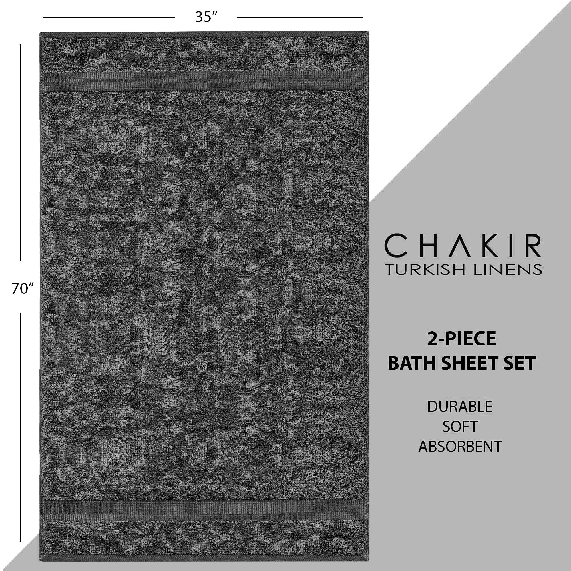 Chakir Turkish Linens size comparison with standard towel illustrating larger 35x70 coverage