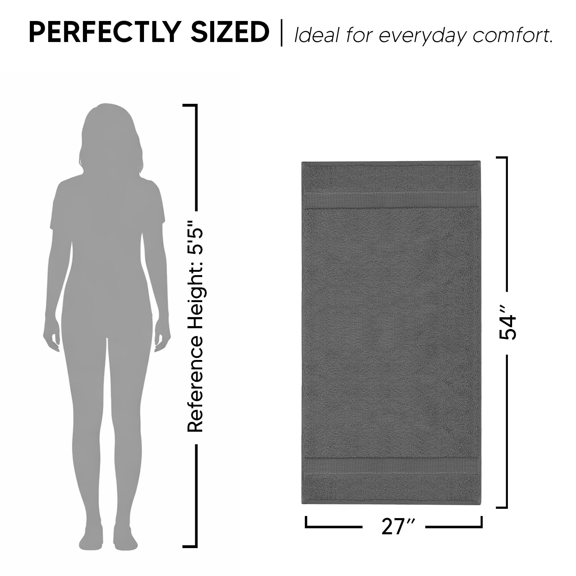 Chakir Turkish Linens towel draped over person for scale, shows full 27x54 coverage