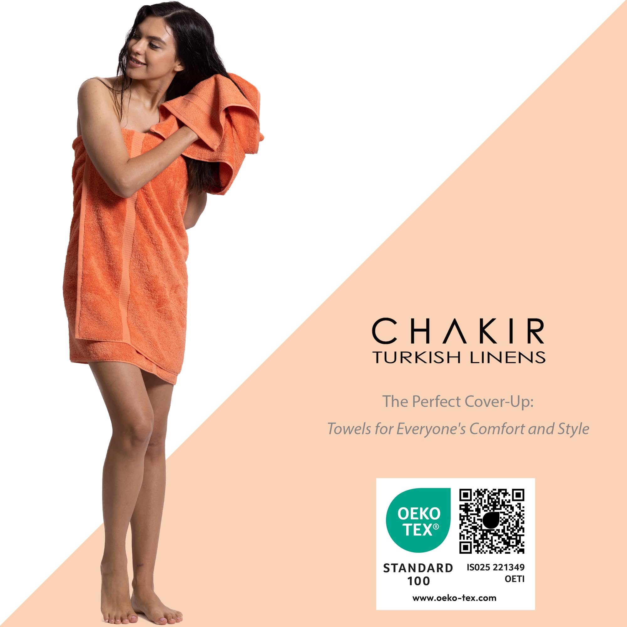 Chakir Turkish Linens towel being touched to show plush softness and gentle feel for skin