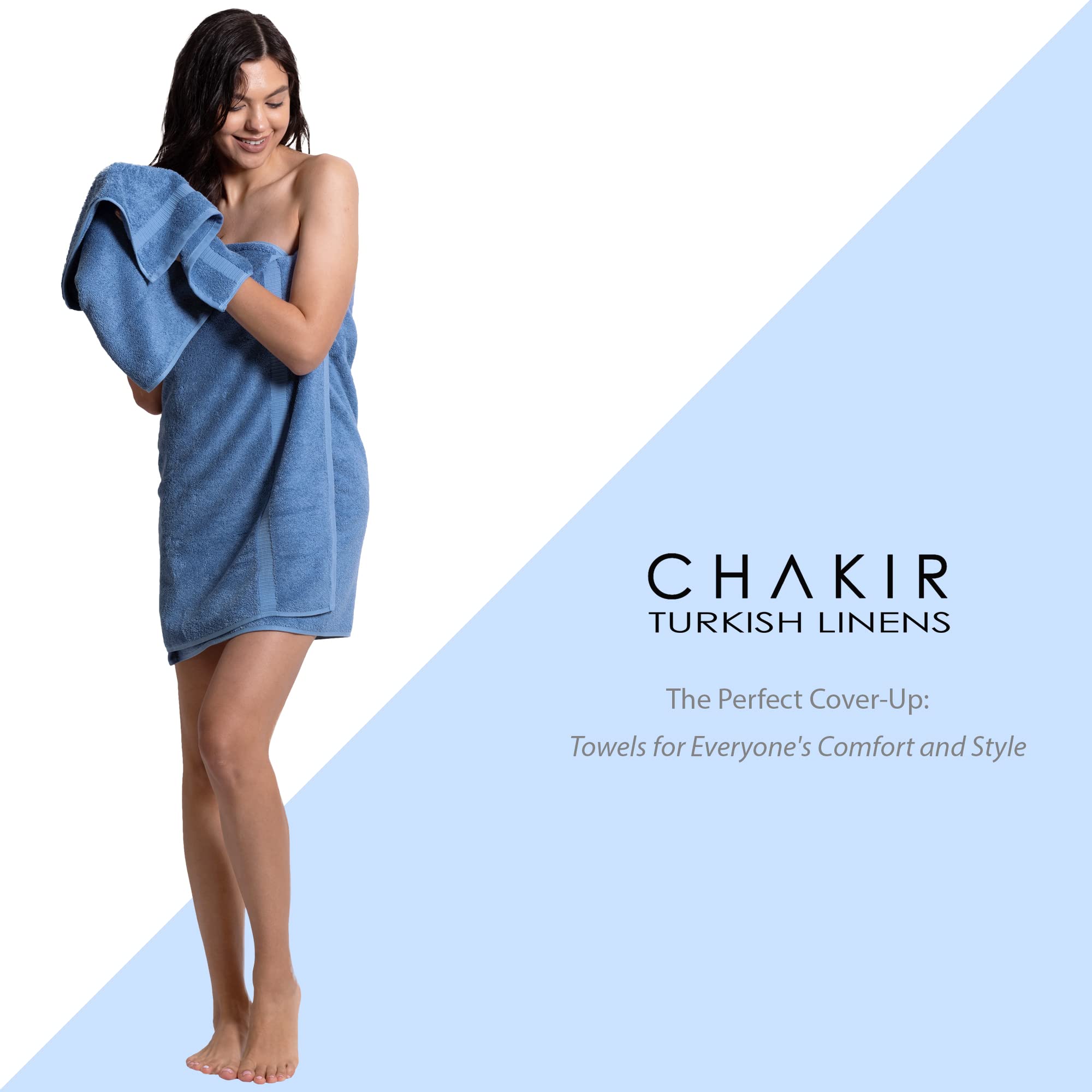 Chakir Turkish Linens towels displayed in a styled bathroom showing spa-like look and home-ready use