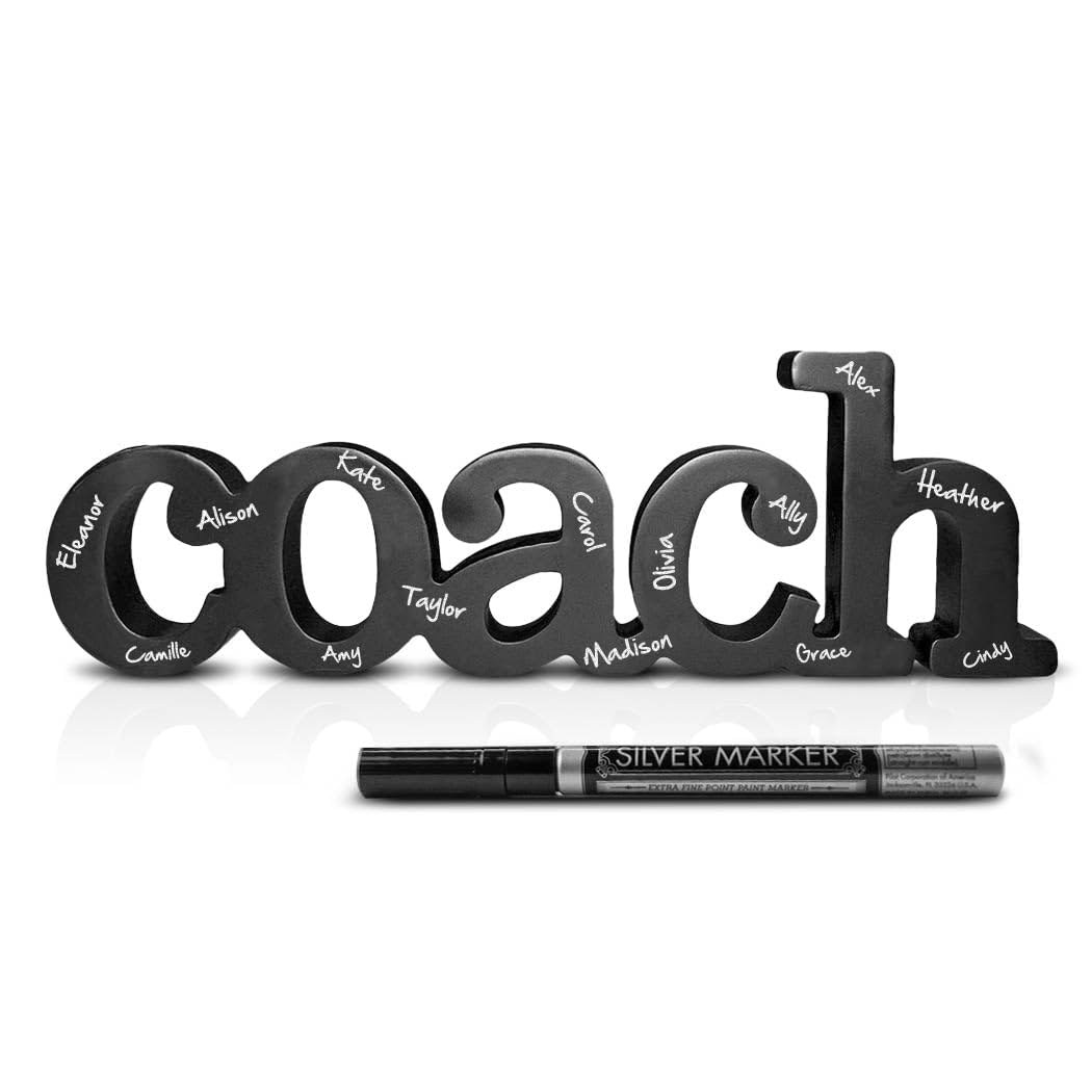 ChalkTalkSPORTS coach sign front view showing clean COACH lettering and polished finish to honor leadership