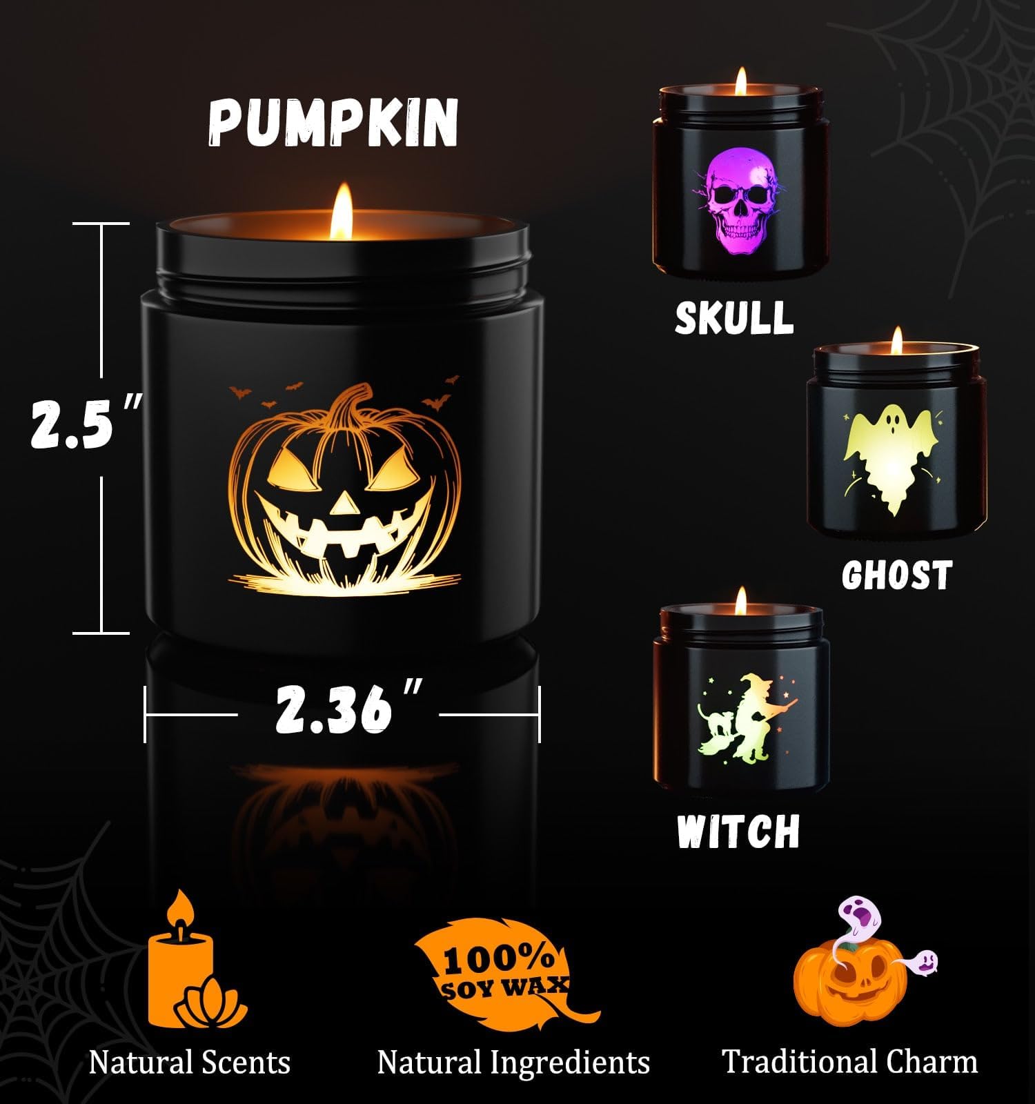 CHAMBERY candle lit on a dining table centerpiece, adds safe spooky atmosphere benefit