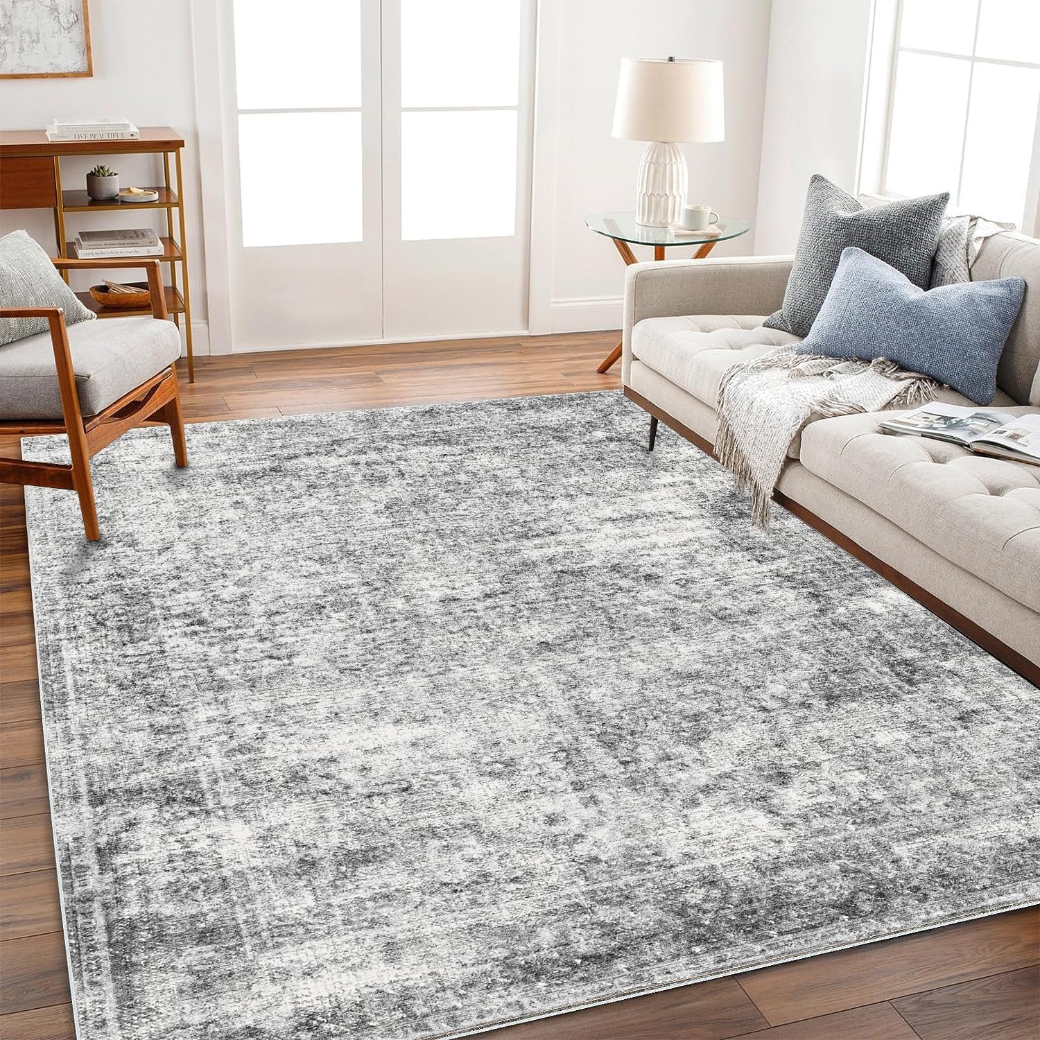 CHAMPLANT rug front view showing vintage floral pattern and versatile styling benefit