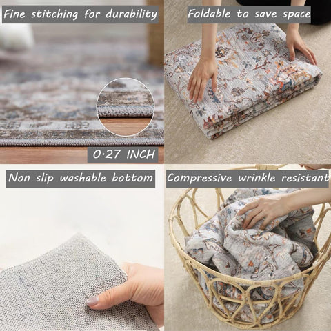 CHAMPLANT rug in washing machine scene showing machine-washable convenience benefit