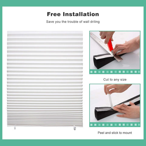 Changshade adhesive tape detail with 3M strip illustrating easy tool-free mounting benefit