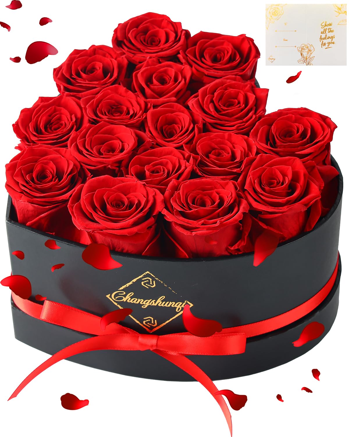 Changshunqi heart-shaped box front view showcasing elegant presentation and long-term decor