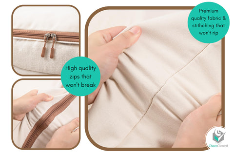 Chaos Cleared bag filled with comforter demonstrating large capacity and neat storage benefit