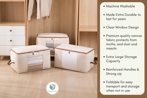 Chaos Cleared side-by-side size comparison showing 24x14x14 inch capacity and scale benefit