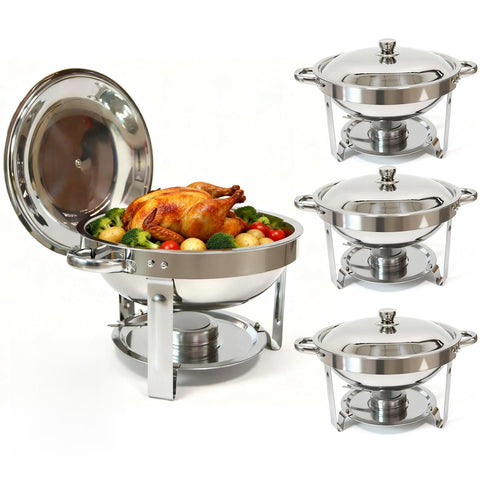 Charcofire front view of four chafing dish set showing polished presentation and reliability