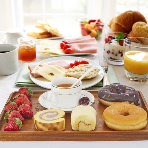 Charmlife serving trays in use presenting coffee service for guests