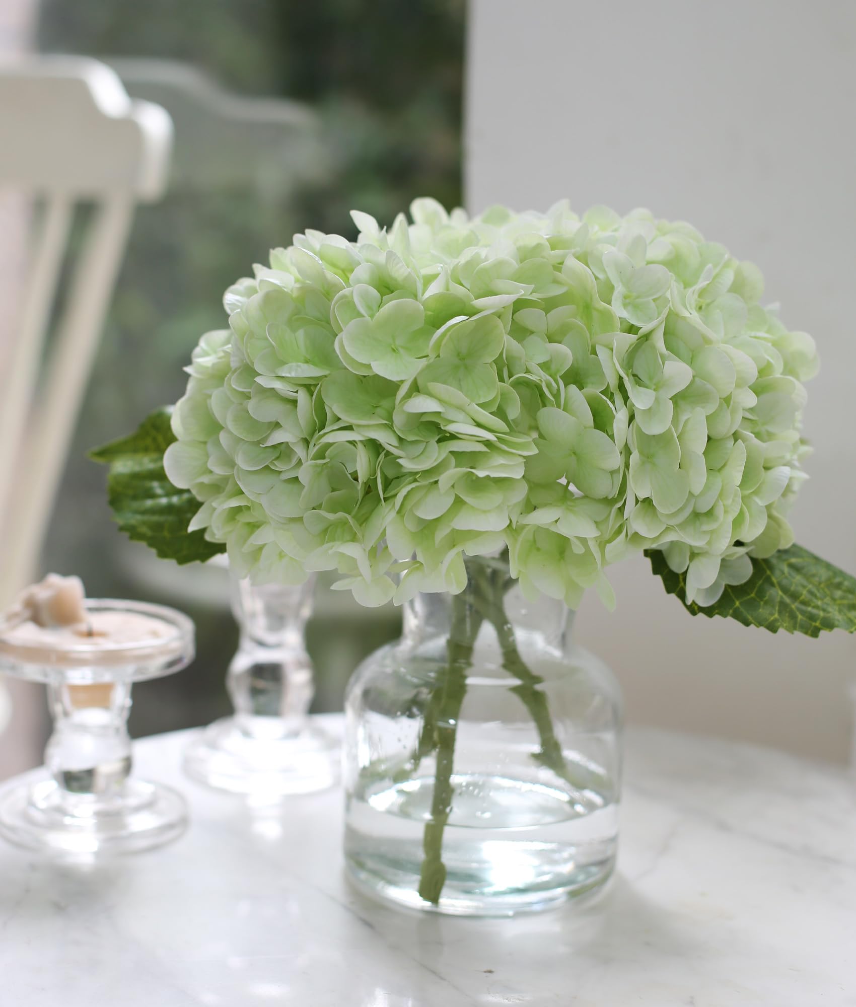 CHASMILE hydrangea front view showing complete vase arrangement and instant decor benefit