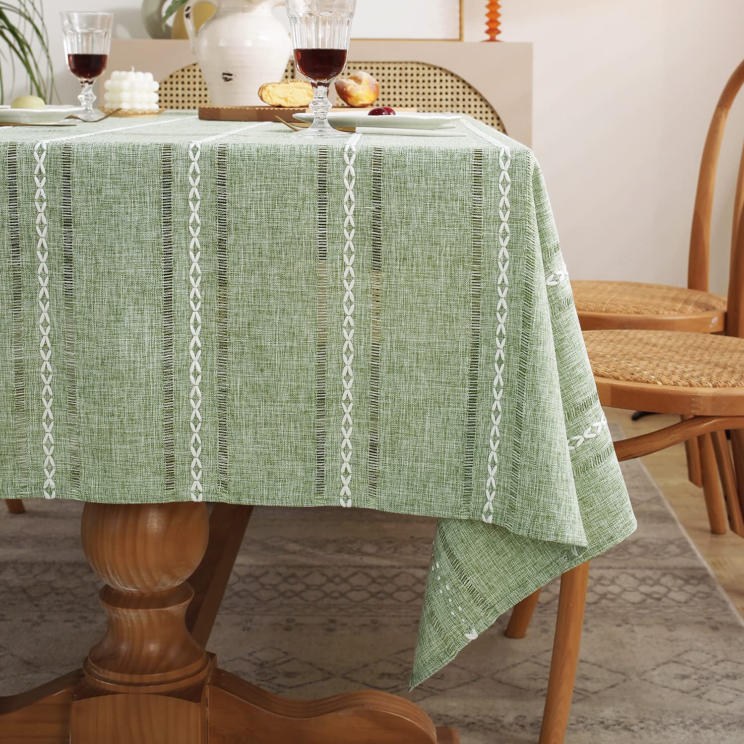 Chassic outdoor patio table setting demonstrating washable, durable use