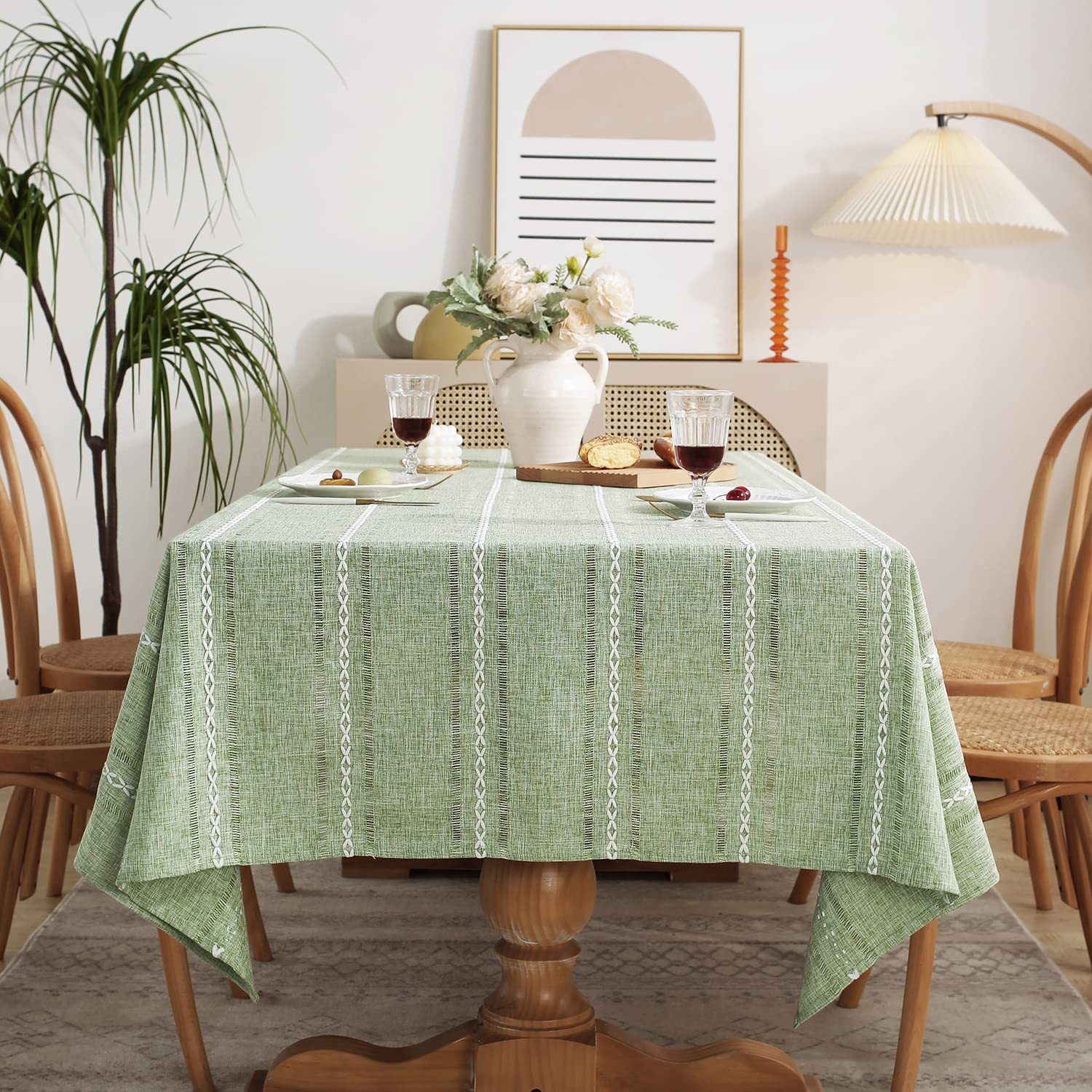 Chassic rectangle tablecloth front view showing full coverage and neat drape