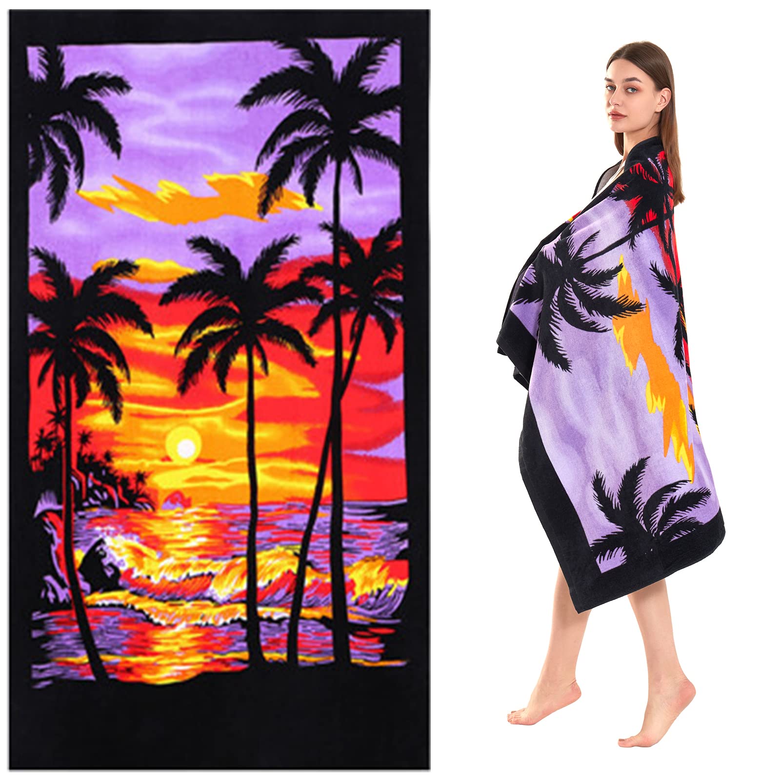 Chavish front folded towel showing vibrant design and large coverage benefit