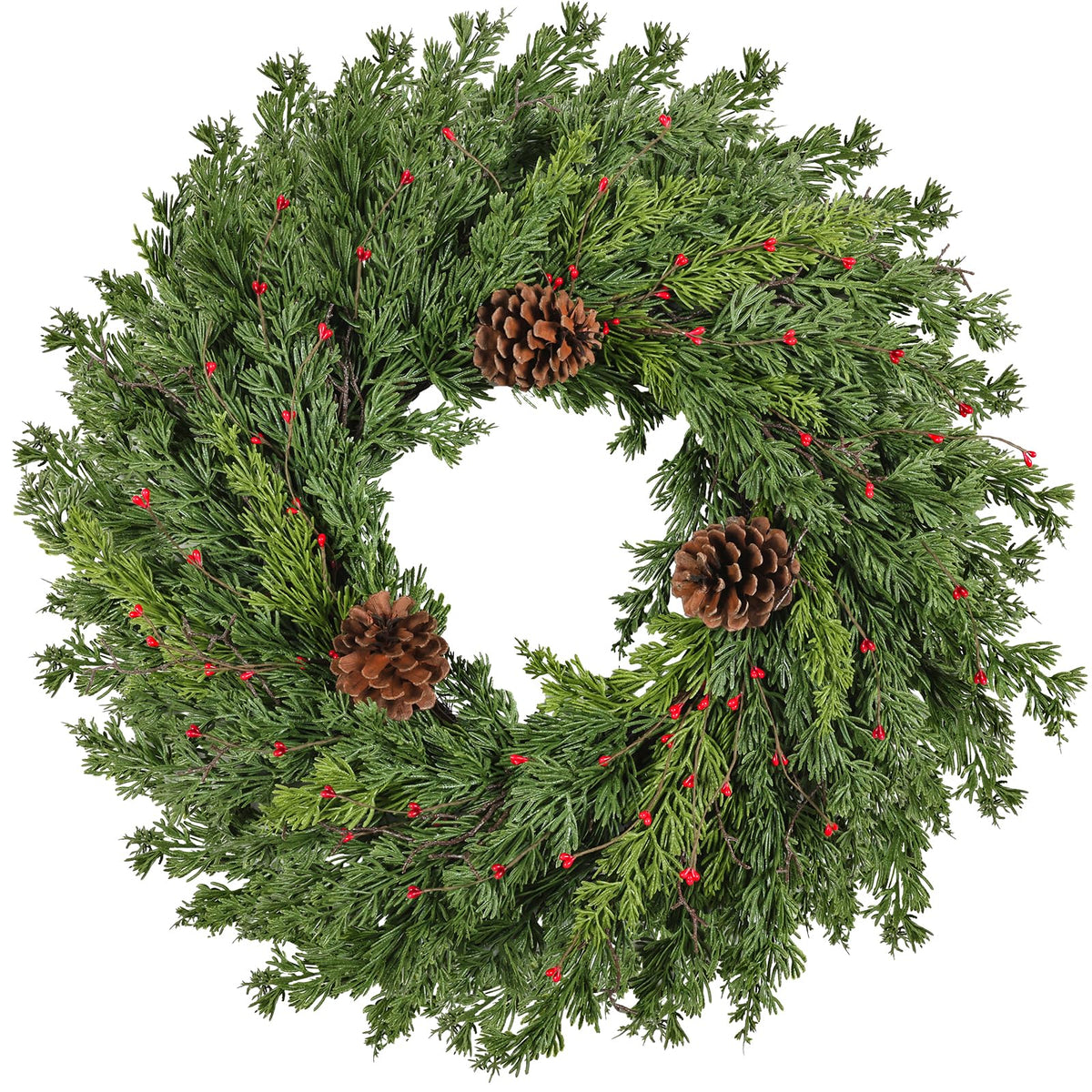 CHEAWRTZ front door wreath showing lifelike pine and welcoming curb appeal