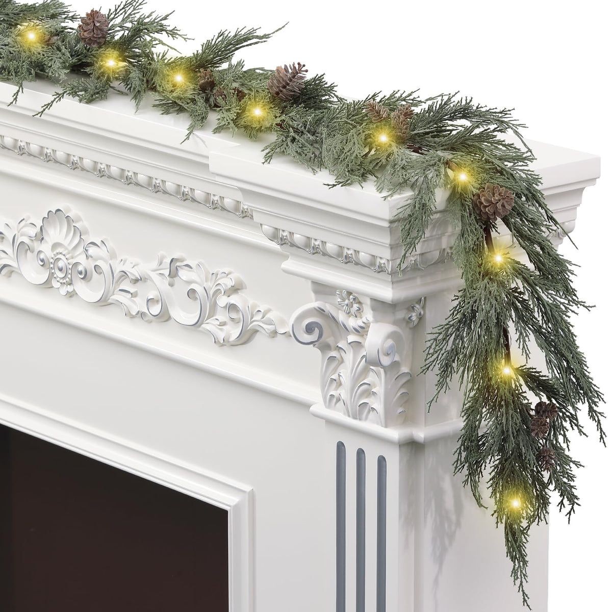 CHEAWRTZ garland front view showing full 6ft length and warm lights
