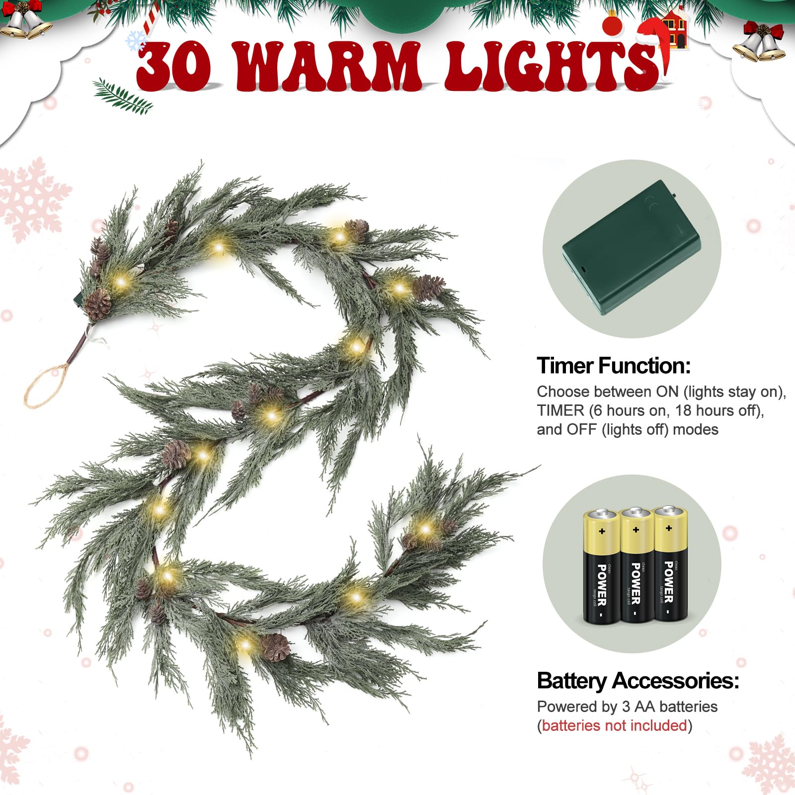 CHEAWRTZ garland draped on staircase offering festive railing accent