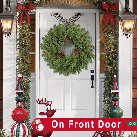 CHEAWRTZ wreath on standard door illustrating the 24-inch scale