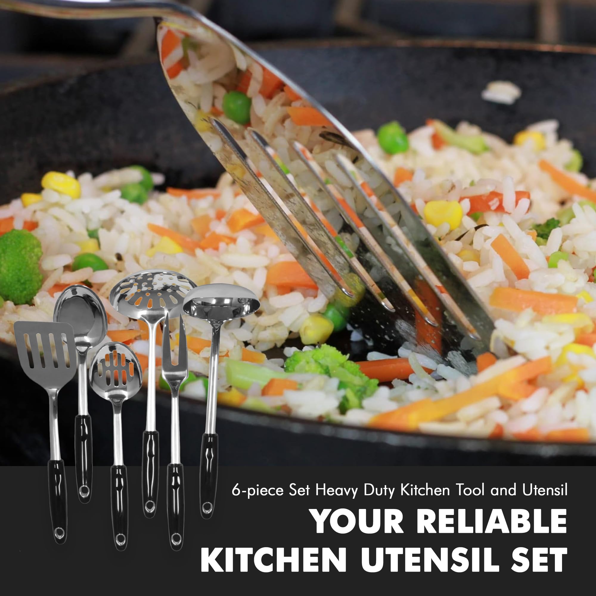 Chef Craft skimmer lifting fried food highlighting quick draining and safe removal